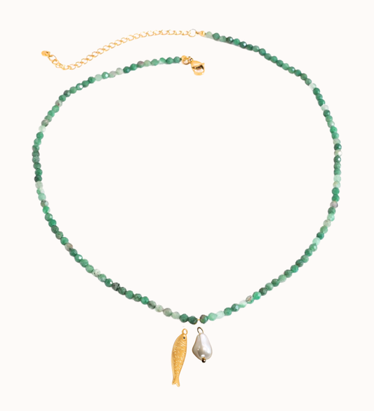 Design your own necklace - Green jade beads Isla Eme